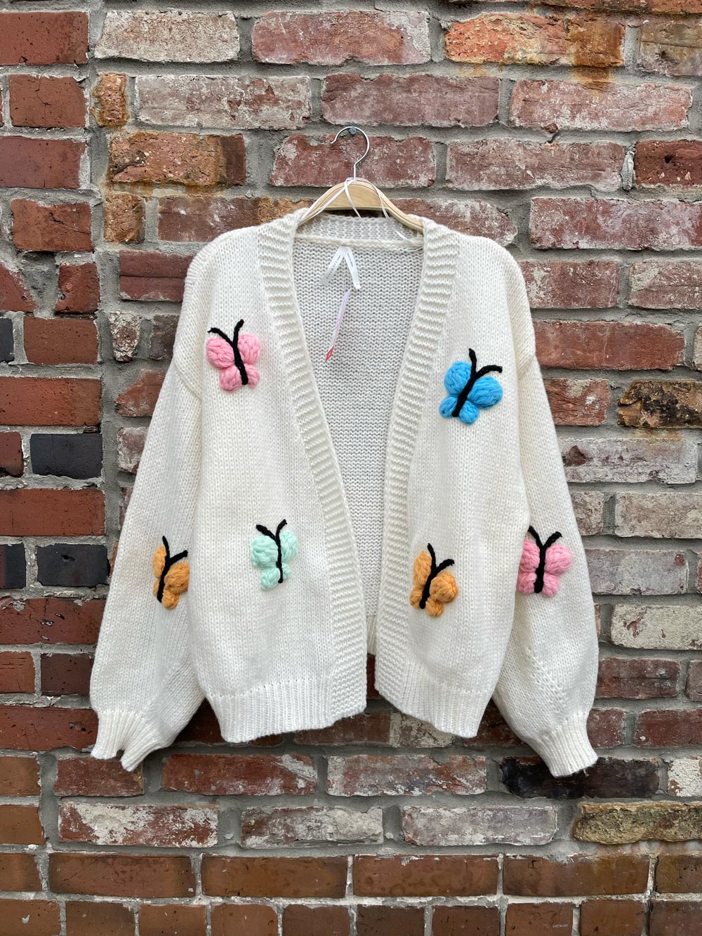 dreamers 3d butterfly knit cardigan