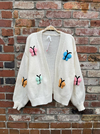dreamers 3d butterfly knit cardigan