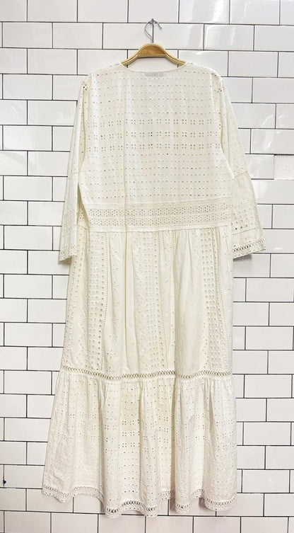 zara boho eyelet long sleeve maxi dress - good market thrift store