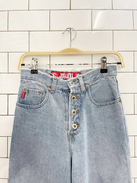 vintage 90s joujou exposed buttonfly distressed jeans - good market thrift store