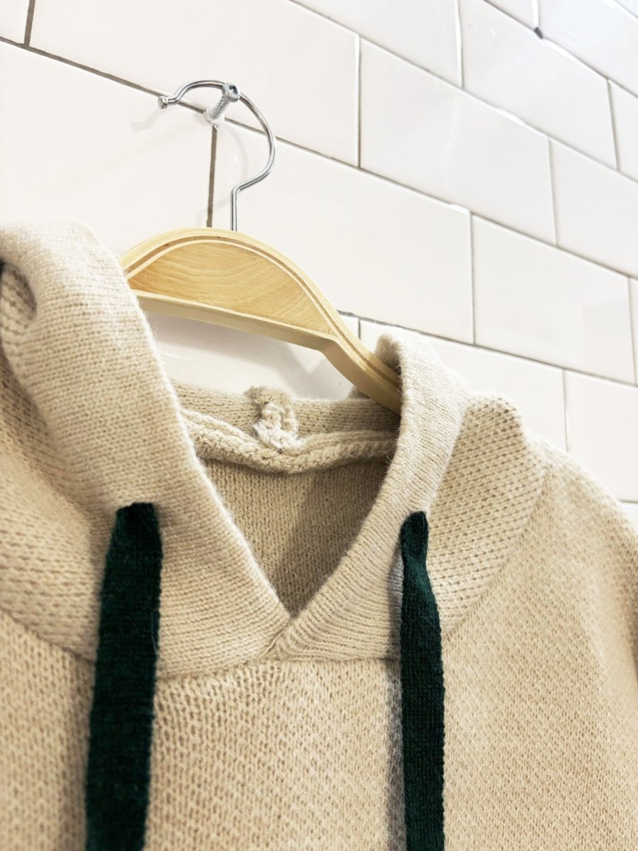 smiley face knit oversized hoodie - good market thrift store