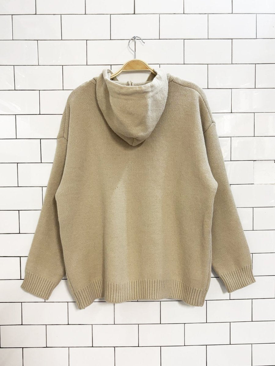 smiley face knit oversized hoodie - good market thrift store