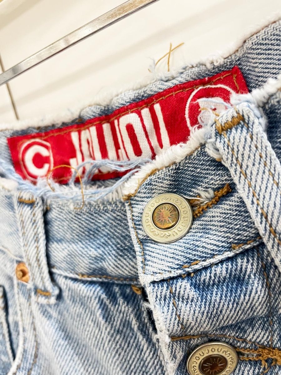 vintage 90s joujou exposed buttonfly distressed jeans - good market thrift store