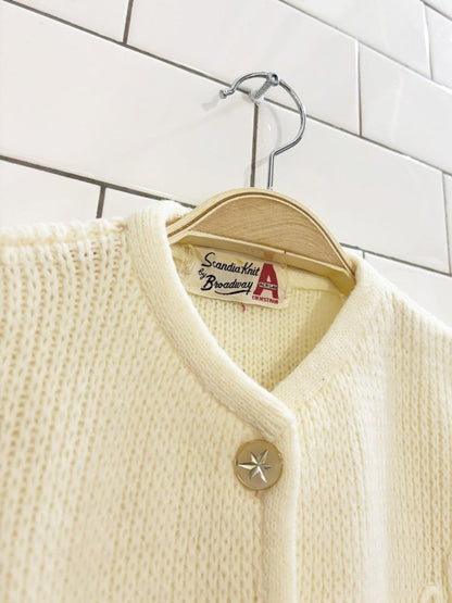 vintage 60s sandra knit floral embroidered cardigan | broadway - good market thrift store