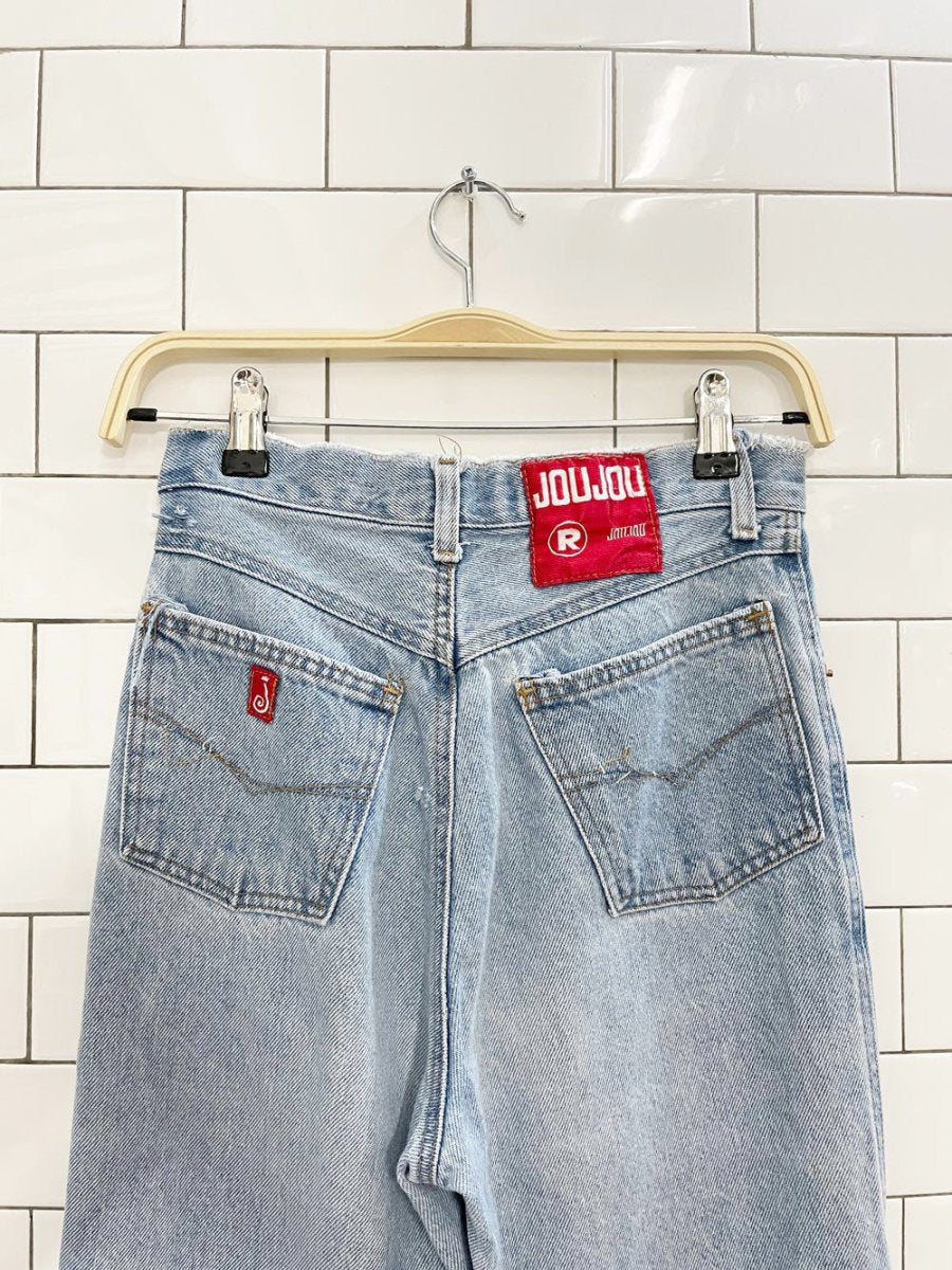 vintage 90s joujou exposed buttonfly distressed jeans - good market thrift store