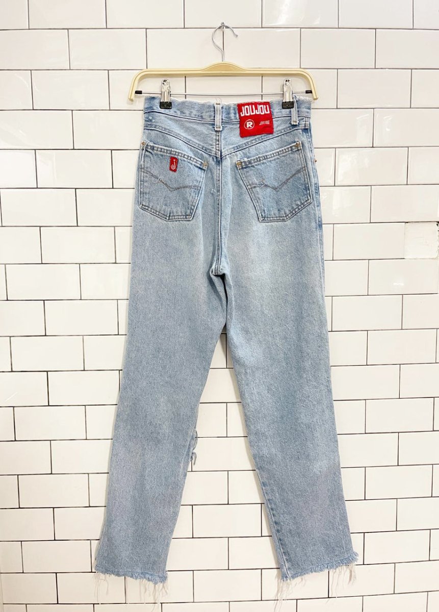vintage 90s joujou exposed buttonfly distressed jeans - good market thrift store