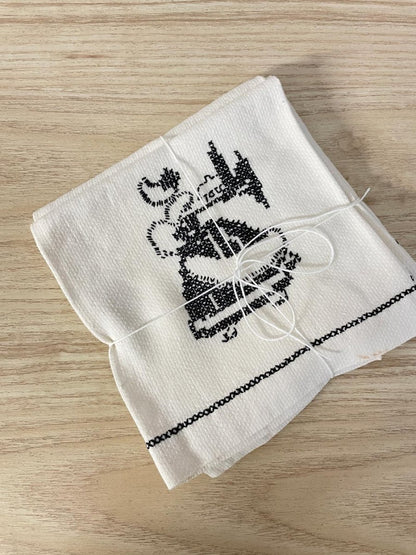 x2 vintage hand cross stitched tea towels - good market thrift store