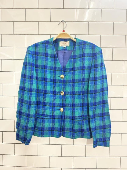 vintage 80s braemar jeremy scott retro wool blend plaid jacket - good market thrift store