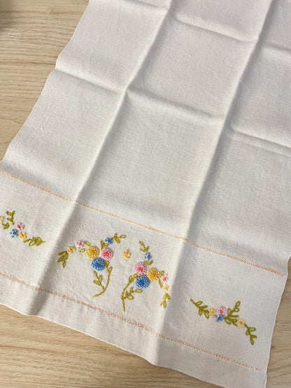 vintage hand embroidered linen tea towel - good market thrift store