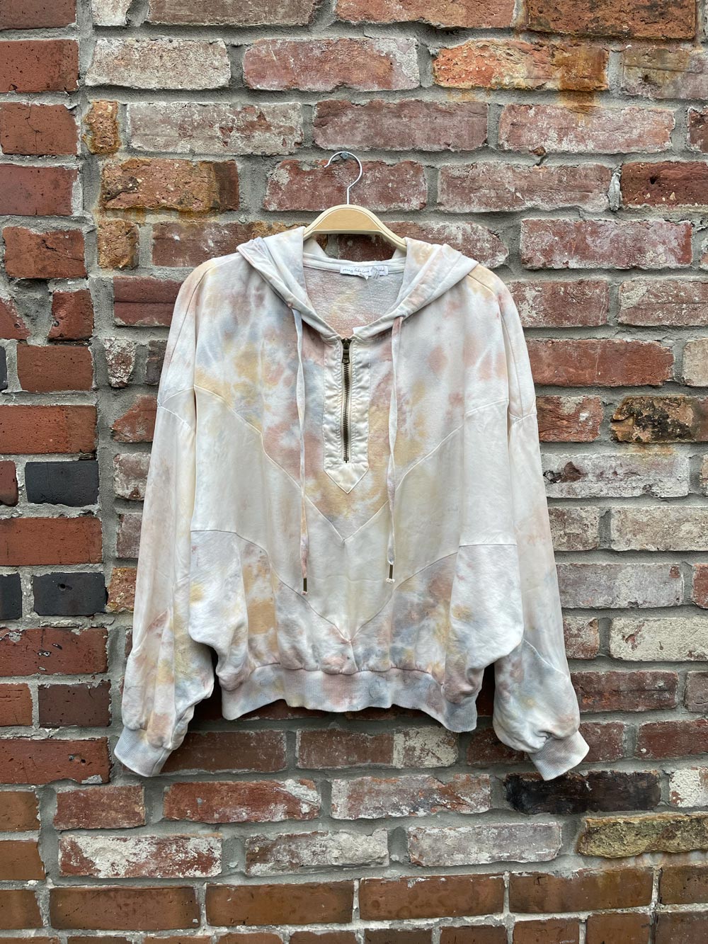 yfb silk chevron oversized 1/2 zip tie dye hoodie