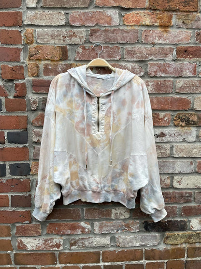 yfb silk chevron oversized 1/2 zip tie dye hoodie