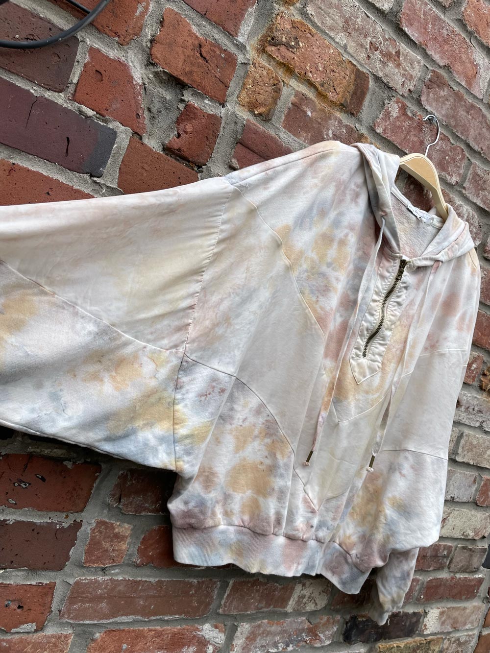 yfb silk chevron oversized 1/2 zip tie dye hoodie