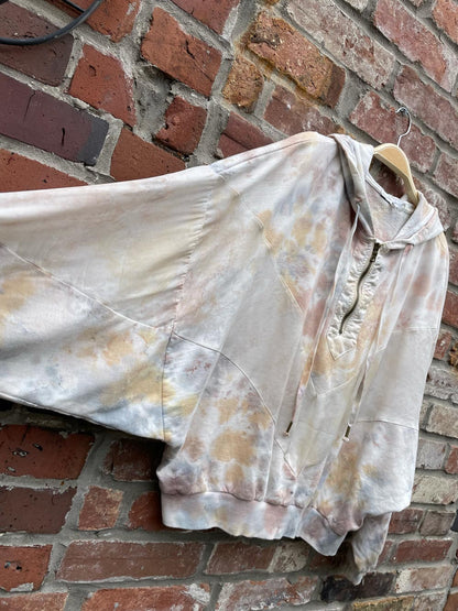 yfb silk chevron oversized 1/2 zip tie dye hoodie