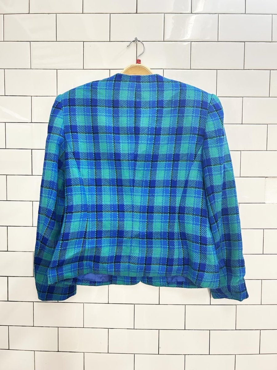 vintage 80s braemar jeremy scott retro wool blend plaid jacket - good market thrift store