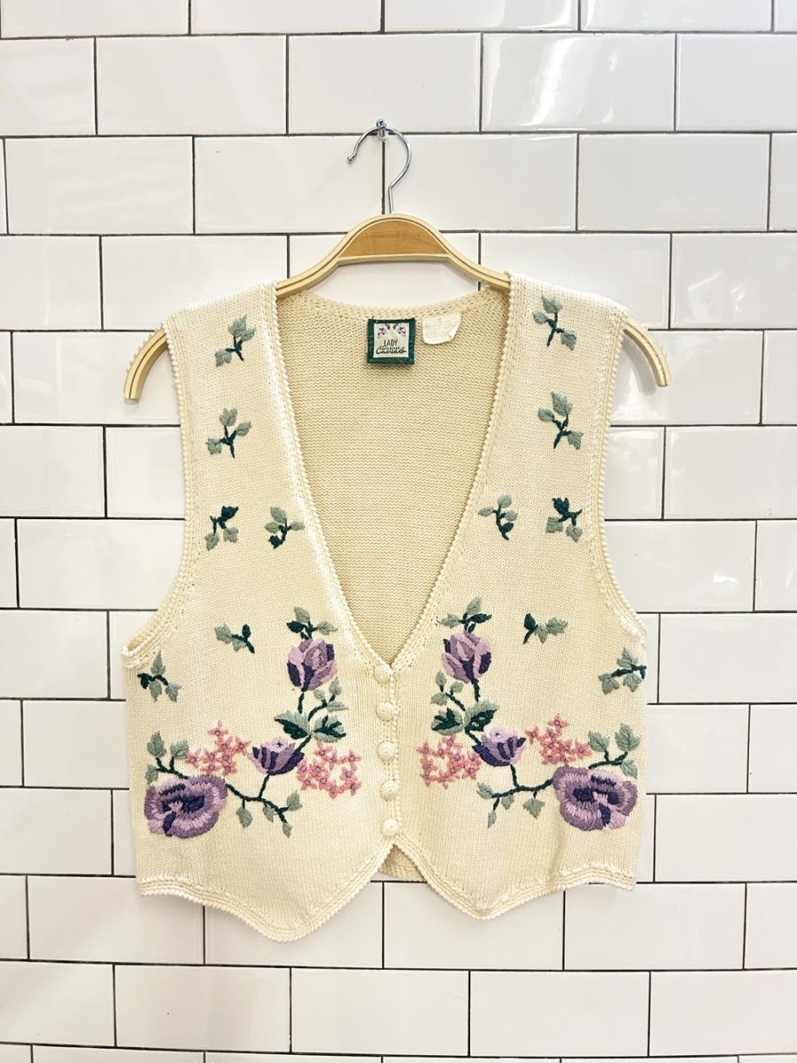 vintage 90s footlocker floral knit vest - good market thrift store