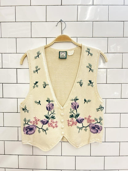 vintage 90s footlocker floral knit vest - good market thrift store