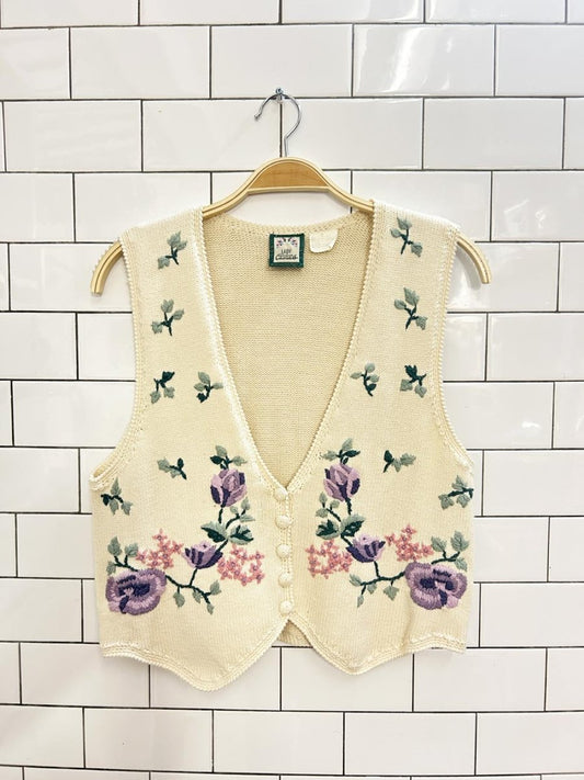 vintage 90s footlocker floral knit vest - good market thrift store