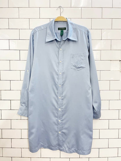 lauren ralph lauren monogram pocket satin night shirt dress - good market thrift store