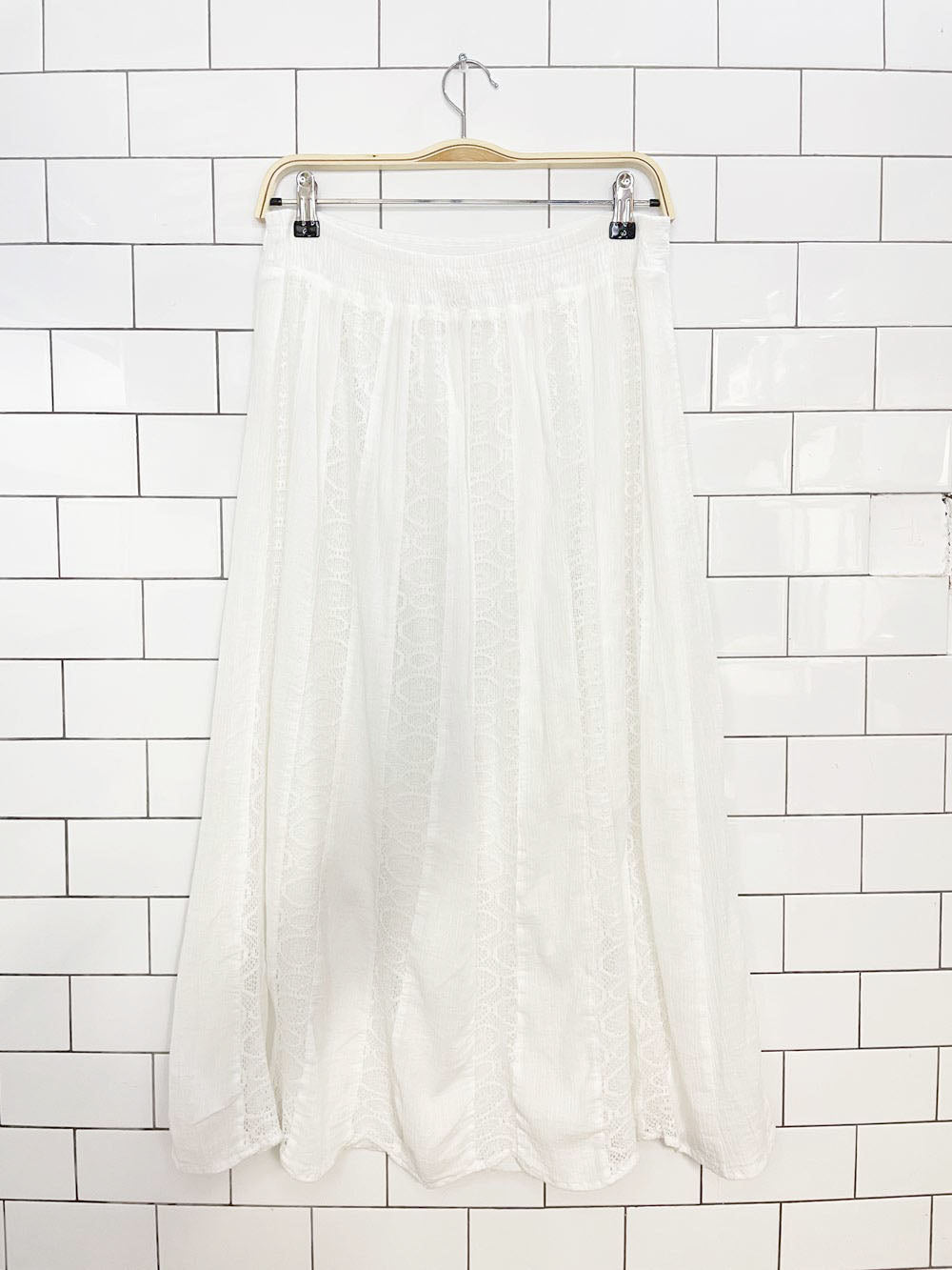studio west apparel boho lace panel prairie midi skirt | made in India