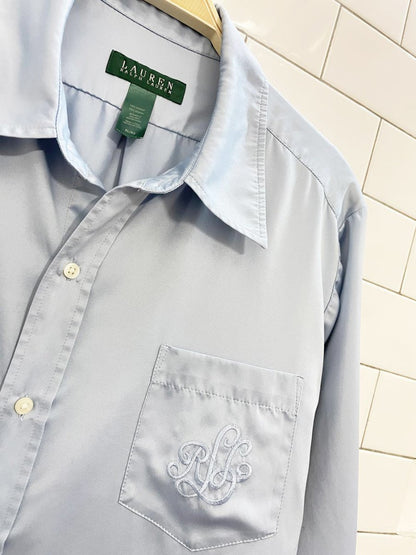 lauren ralph lauren monogram pocket satin night shirt dress - good market thrift store