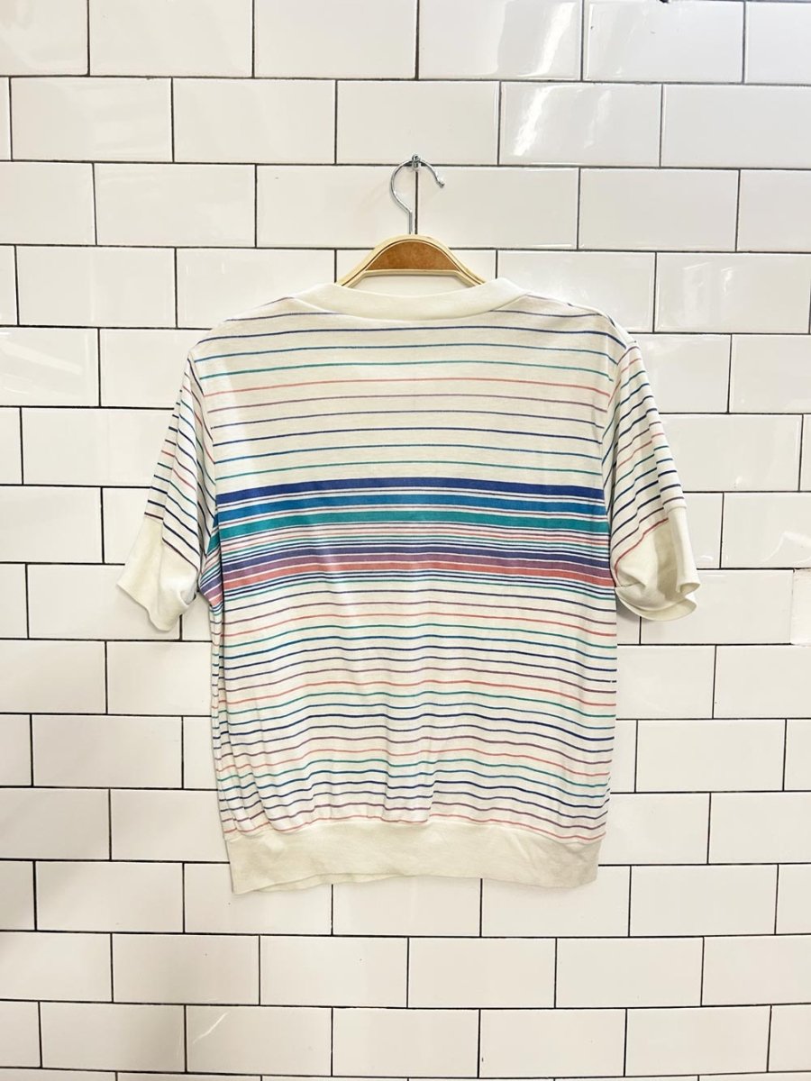 vintage 80s striped v - neck ringer tee - good market thrift store
