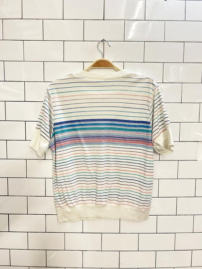 vintage 80s striped v - neck ringer tee - good market thrift store