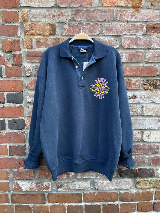 vintage 90s brooks sport NAI collared crew