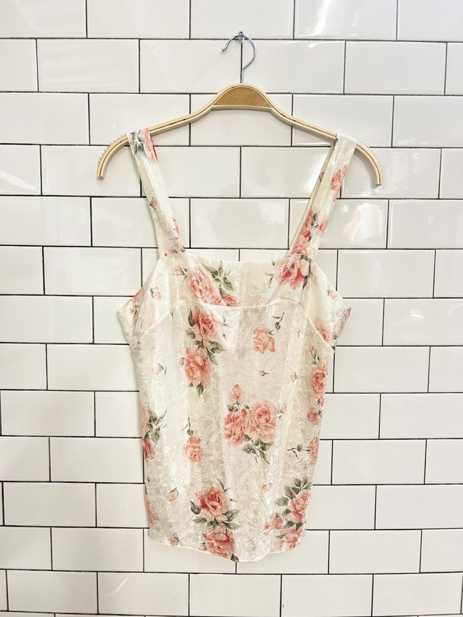 vintage 80s lucia ann floral satin cami tank - good market thrift store
