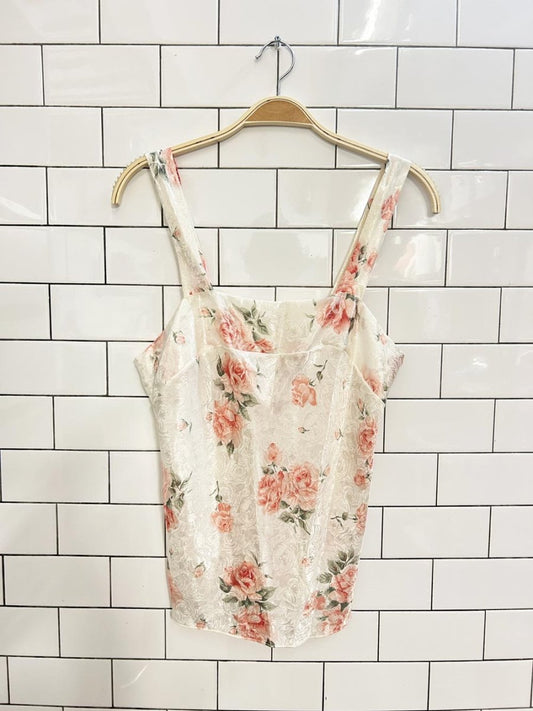 vintage 80s lucia ann floral satin cami tank - good market thrift store