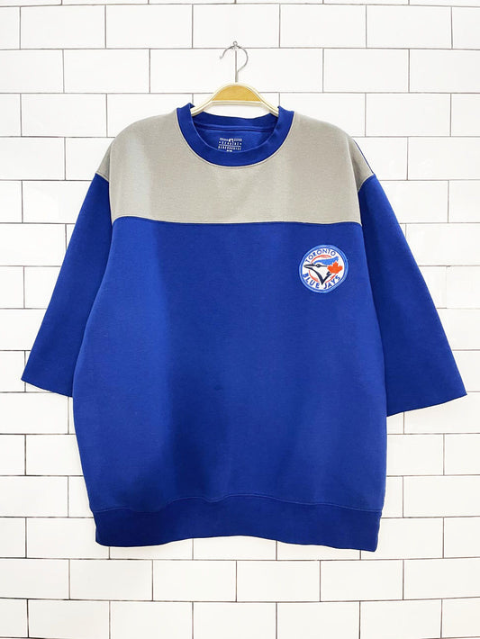toronto blue jays MLB colour block cropped sleeve sweatshirt tee