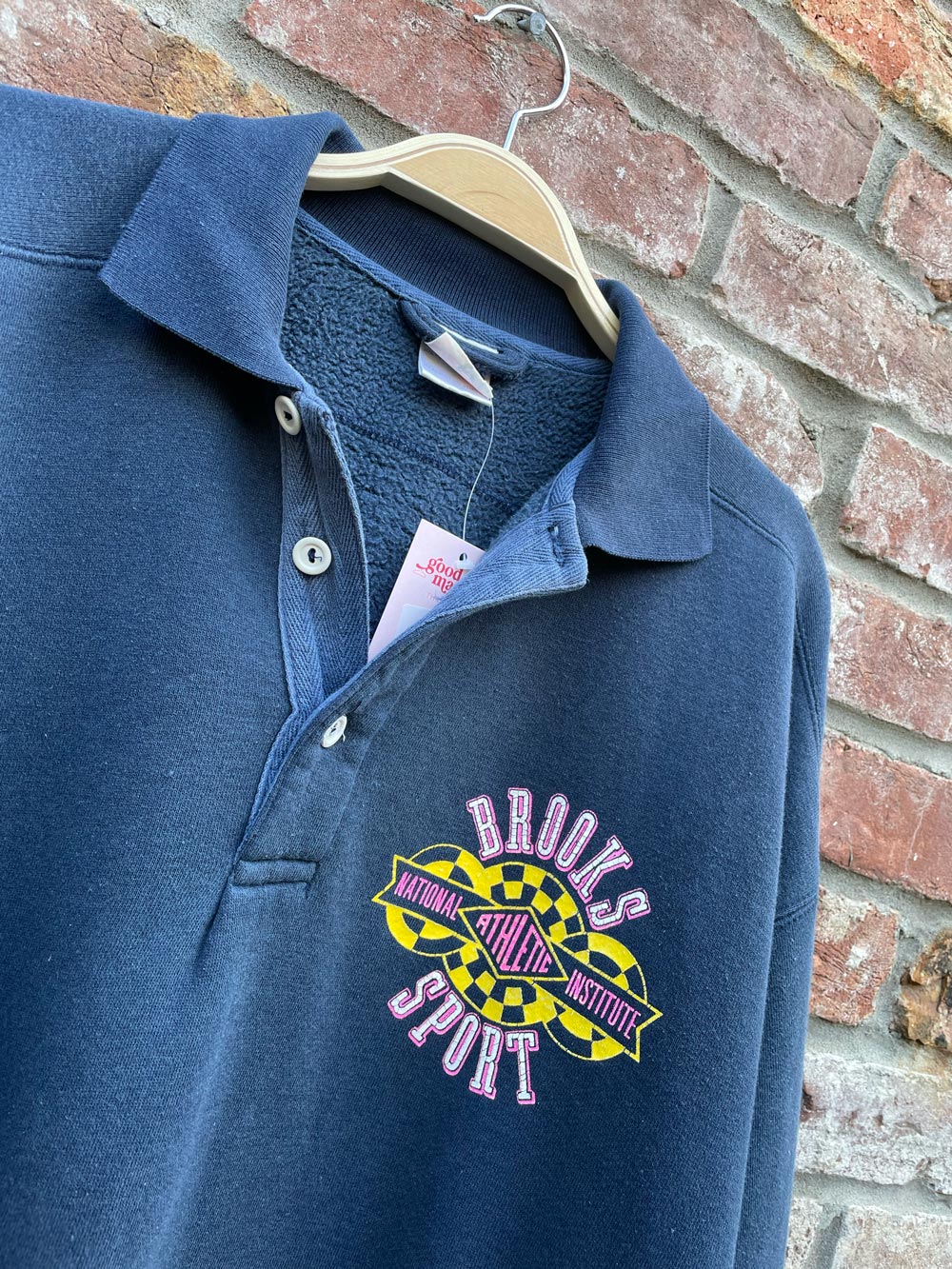 vintage 90s brooks sport NAI collared crew