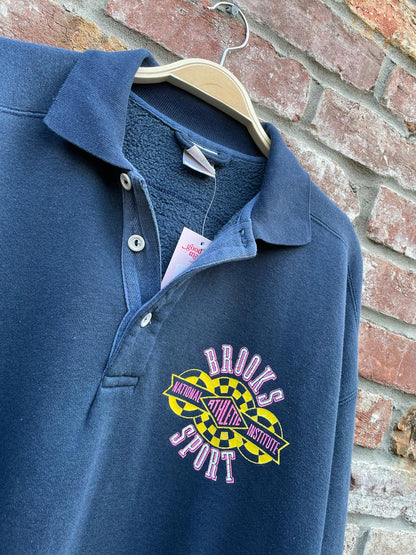 vintage 90s brooks sport NAI collared crew