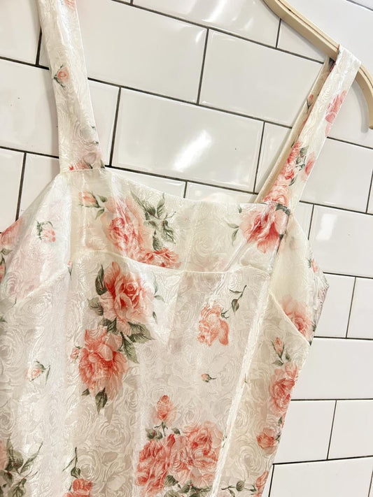 vintage 80s lucia ann floral satin cami tank - good market thrift store