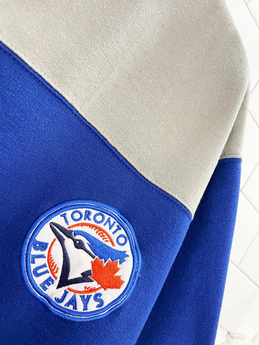 toronto blue jays MLB colour block cropped sleeve sweatshirt tee