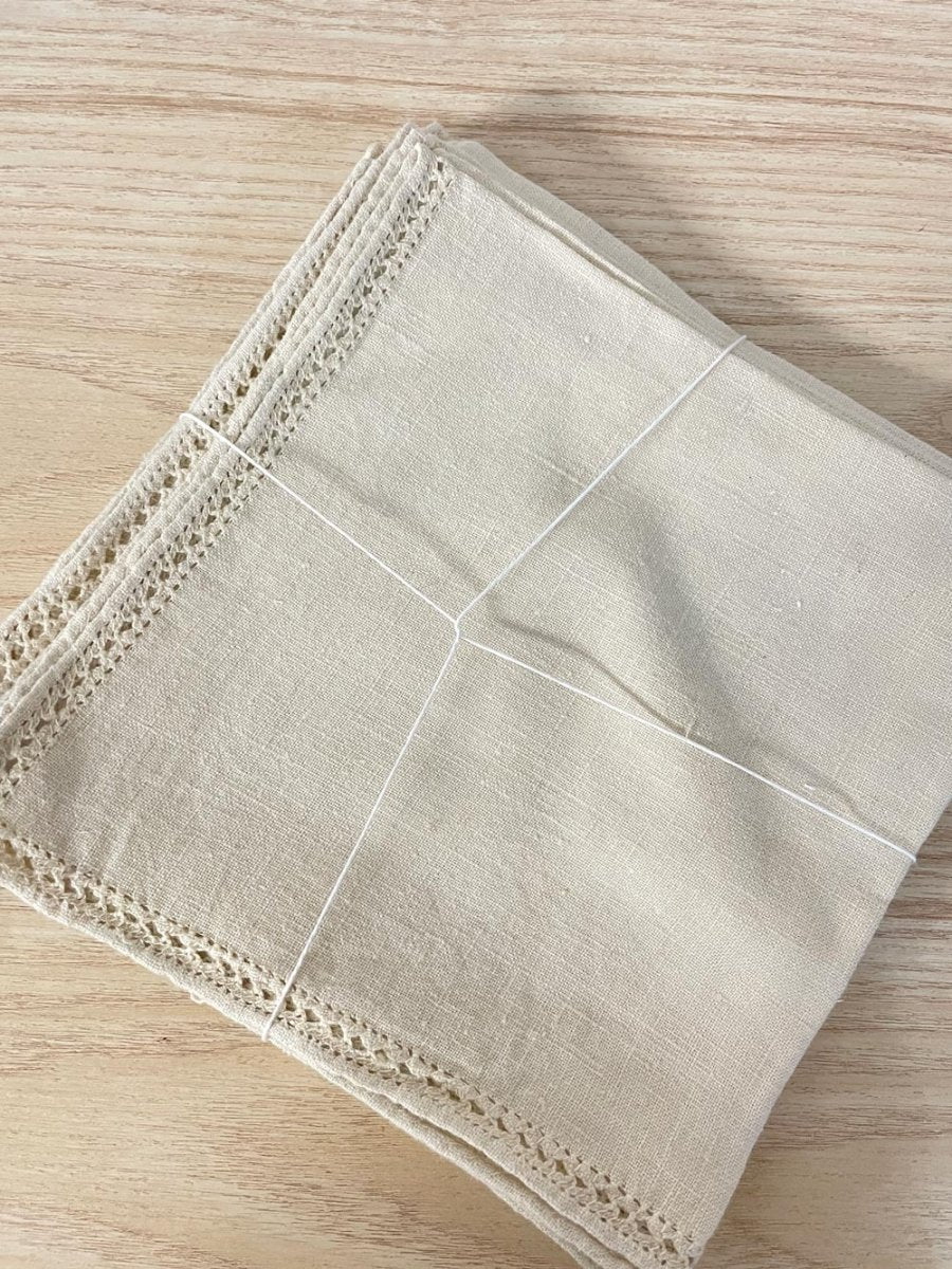 x6 vintage linen crochet detail napkins - good market thrift store