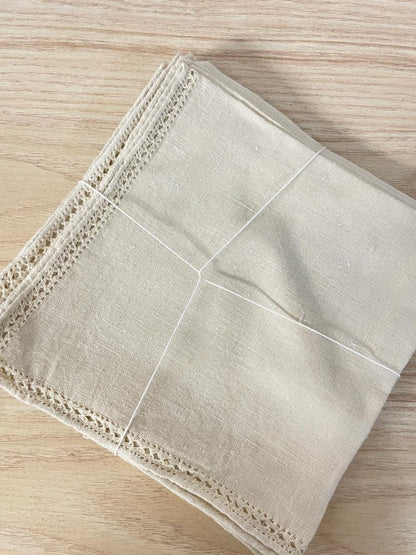 x6 vintage linen crochet detail napkins - good market thrift store