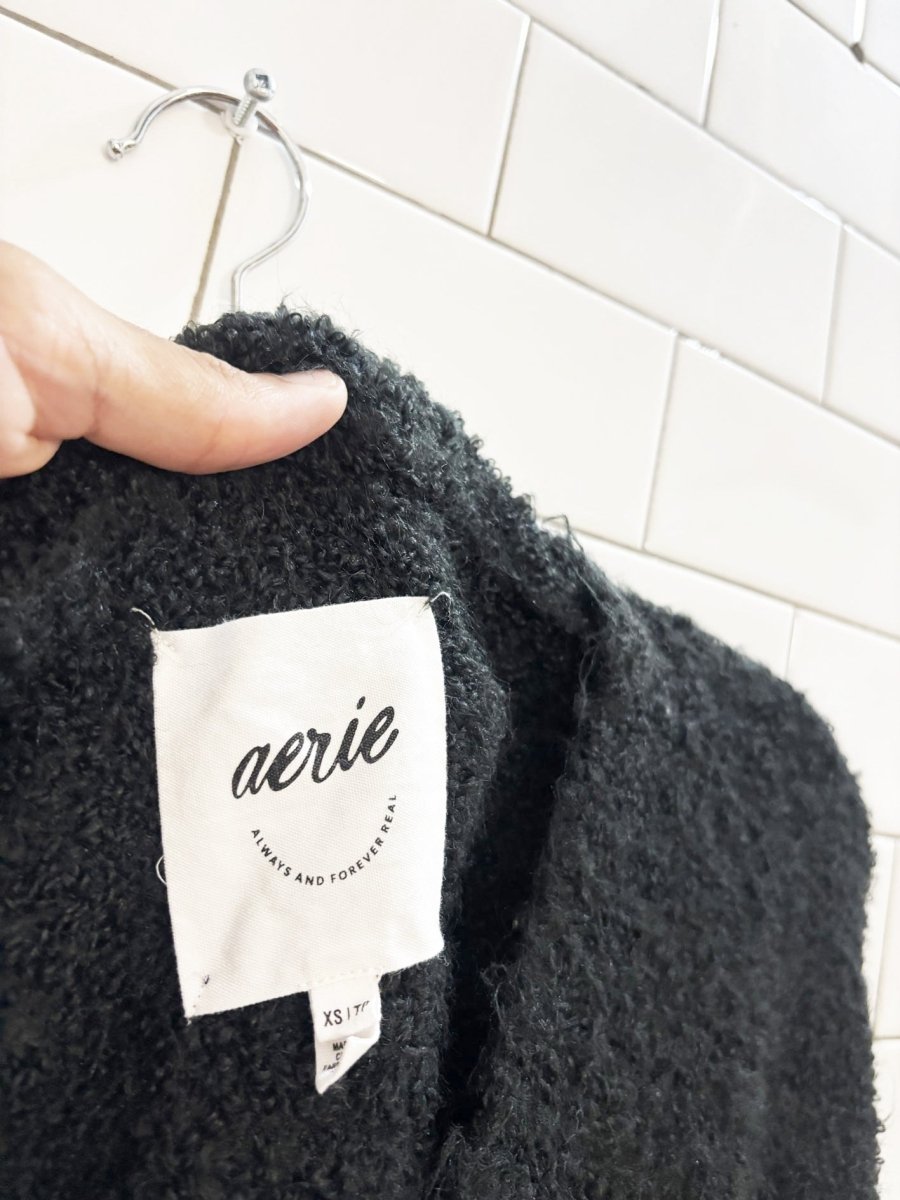 aerie wool - blend oversized teddy boucle sweater - good market thrift store