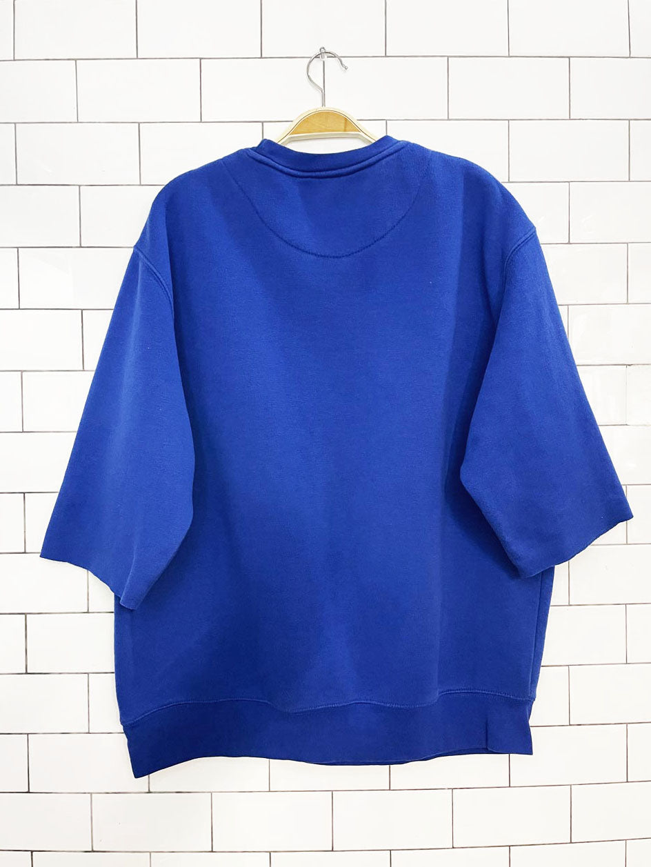 toronto blue jays MLB colour block cropped sleeve sweatshirt tee