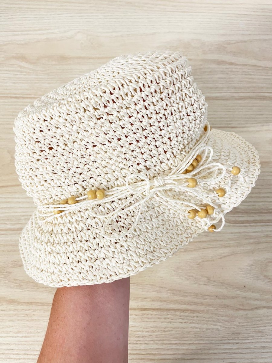 vintage 00s jessica bead trim straw bucket hat - good market thrift store