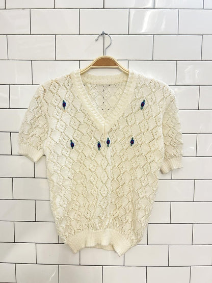 vintage loose knit short sleeve top - good market thrift store