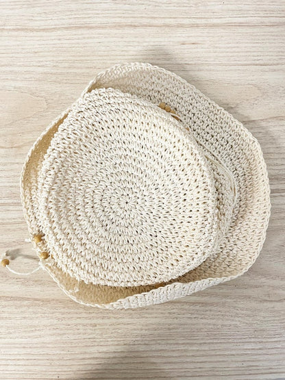 vintage 00s jessica bead trim straw bucket hat - good market thrift store