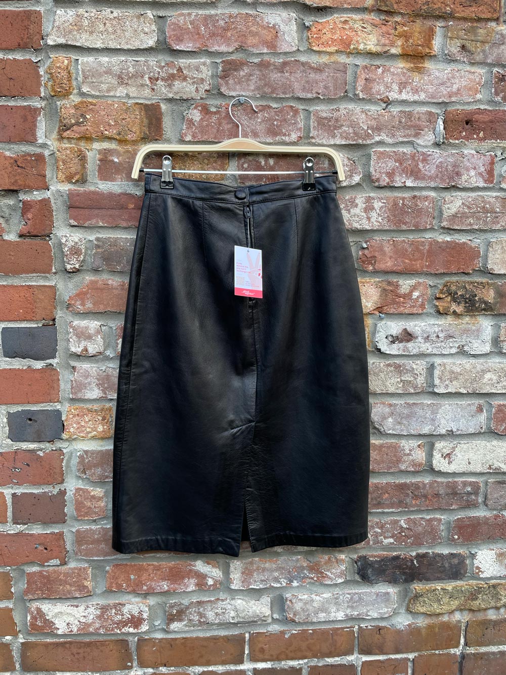 vintage butter leather high rise skirt