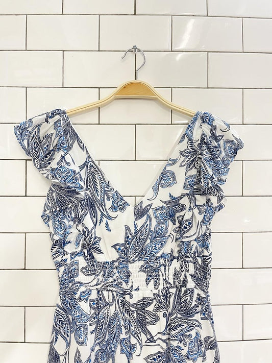 joie flutter sleeve floral tiered midi dress - good market thrift store