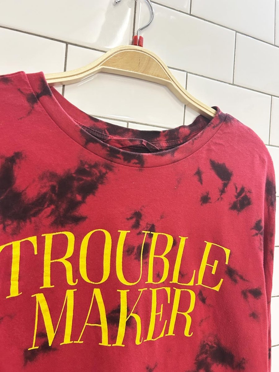 trouble maker tie dye long sleeve crop top - good market thrift store