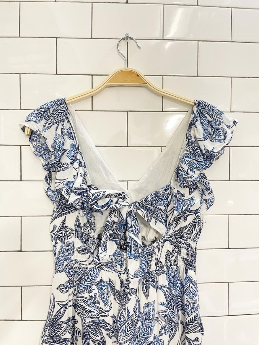 joie flutter sleeve floral tiered midi dress - good market thrift store