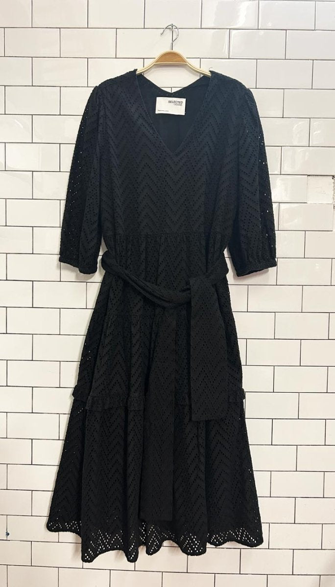 selected femme cece - sadie eyelet long sleeve maxi dress - good market thrift store