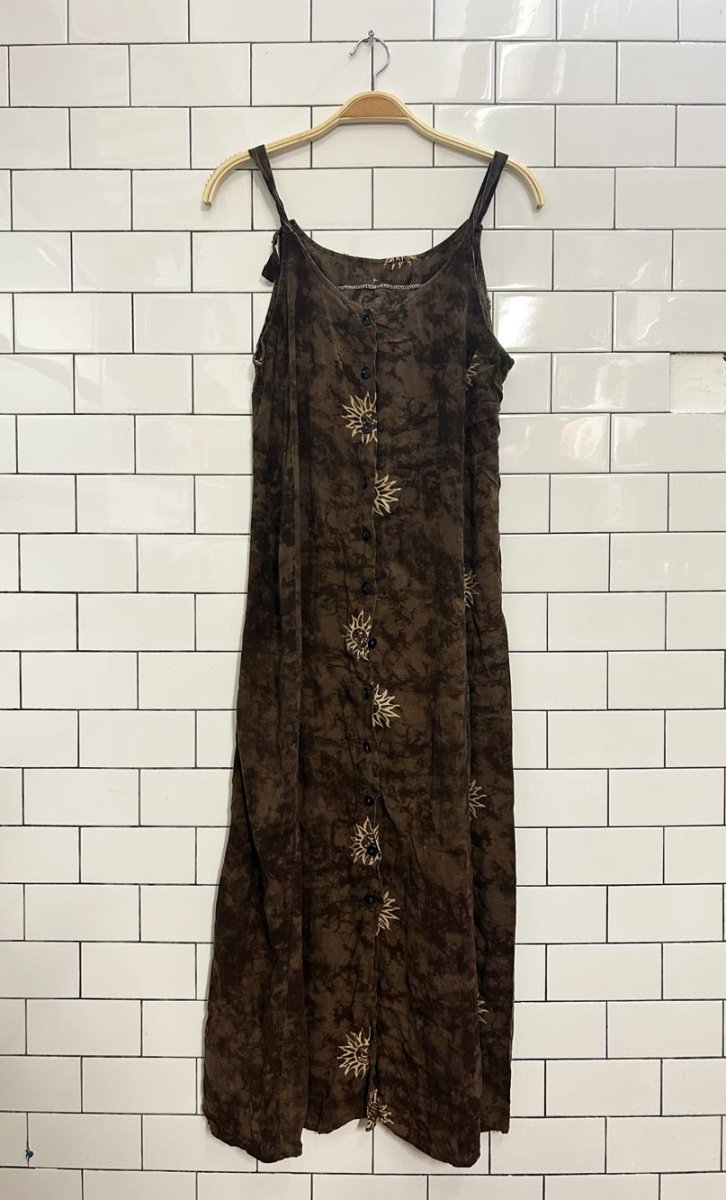 vintage 90s sun full button midi dress - good market thrift store