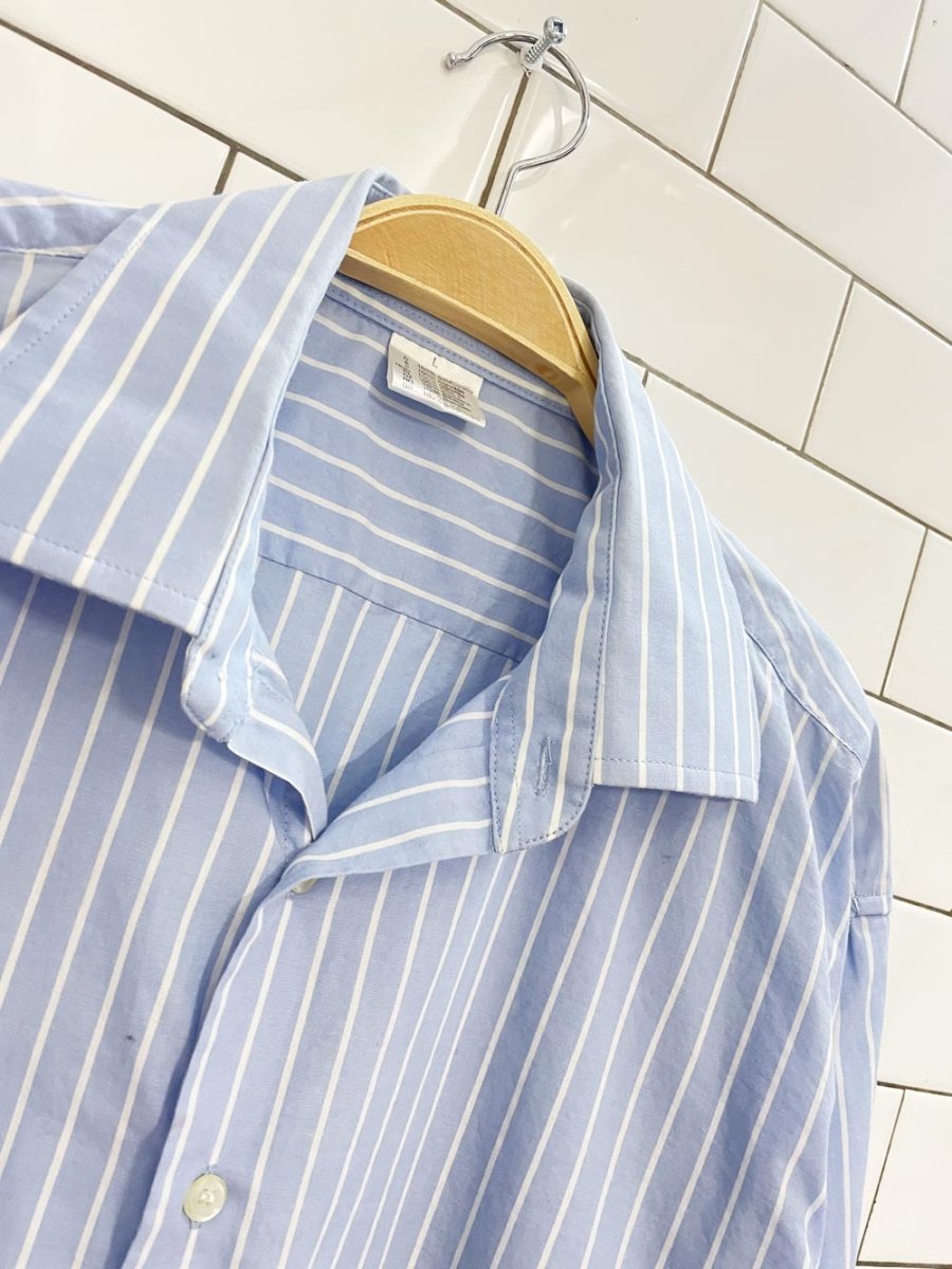 oversized blue stripe boyfriend shirt - good market thrift store