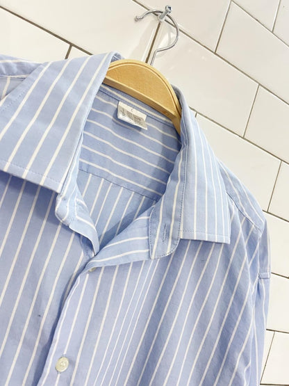 oversized blue stripe boyfriend shirt - good market thrift store