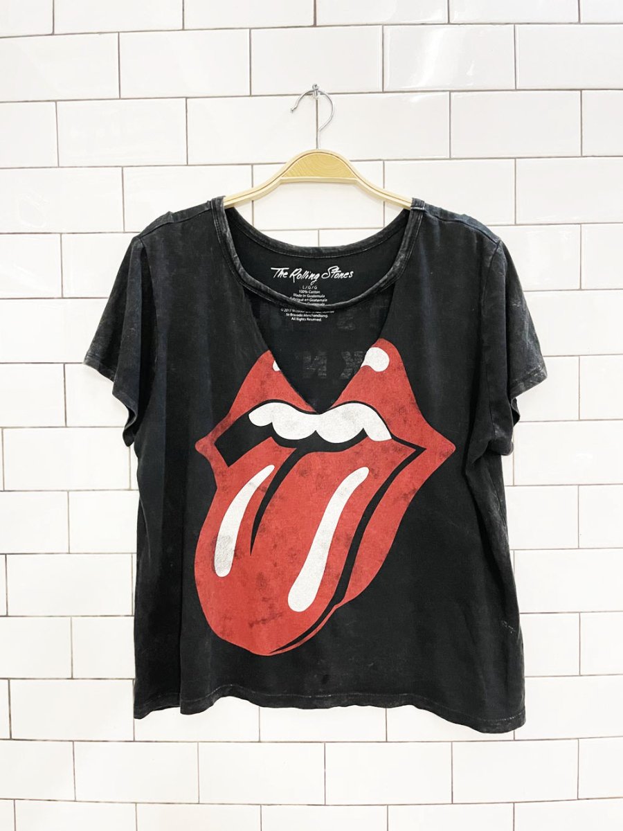 the rolling stones cut out neck big tongue tee - good market thrift store